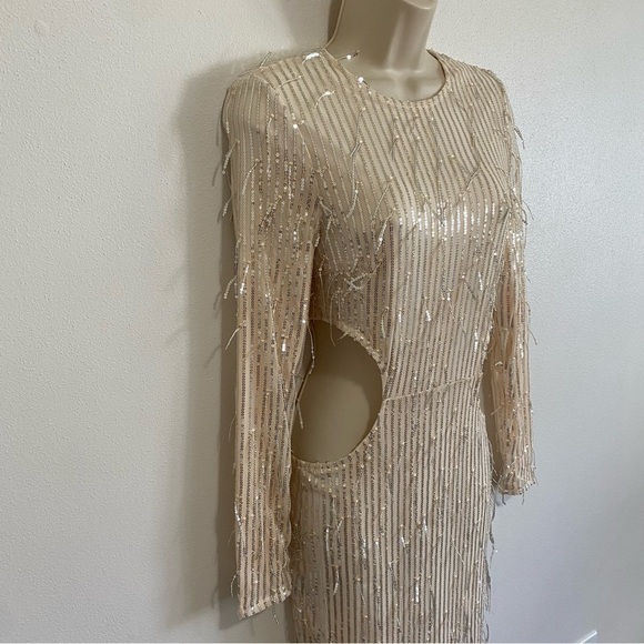 FASHION NOVA Nude Giving Details Sequin Maxi Dress - Picture 9 of 15